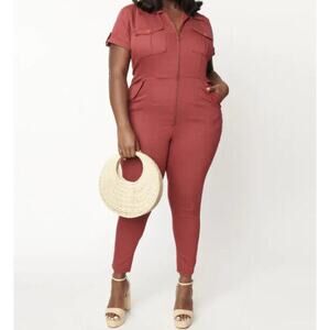 Unique Vintage Jumpsuit Boiler Suit Womens 4X 22-24 Cargo Jumper NWT